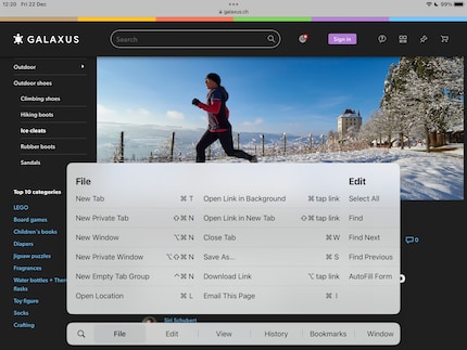 Nur fürs iPad verfügbar: Ein App-Menü mit allen Kurzbefehlen.