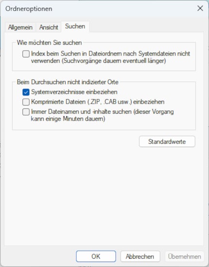 L'index accélère la recherche de fichiers et de dossiers.