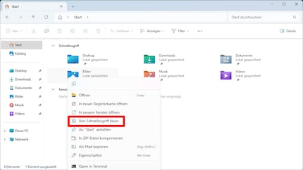 Vous pouvez également personnaliser l'accès rapide que Windows définit lui-même.