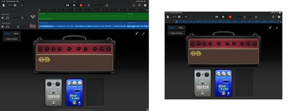 I can only see the instrument and tracks at the same time in GarageBand on the large iPad.