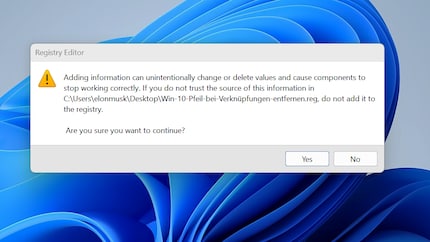 Vous devez confirmer cette demande de sécurité par « Oui ».