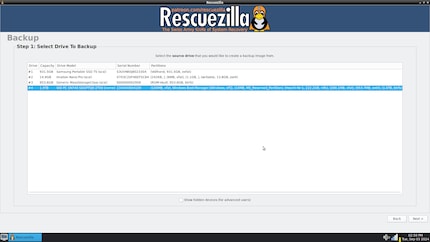 Quell-Laufwerk wählen.