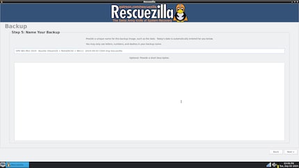 Backup-Beschriftung eingeben.