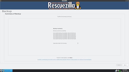 Innert 36 Minuten hat Rescuezilla 210 Gigabyte aufs Ziellaufwerk, eine externe SSD, geschrieben.